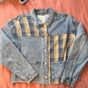 Cleo + Wolf Blue Denim Plaid Jean Jacket